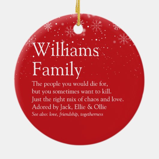 クリスマスホリデーズフォトファミリーの定義 セラミックオーナメント (裏面)