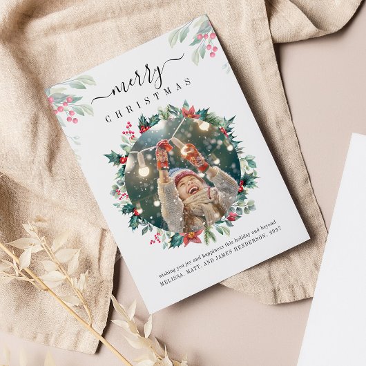 クリスマスホリデーズフォトミストレトーボタニカル ノートカード
