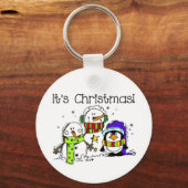 クリスマスホリデーズペンギンと雪だるま キーホルダー (正面)