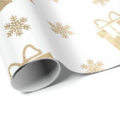 クリスマスホリデーズホワイトゴールデンギフトスターズ ラッピングペーパー (ロールコーナー)