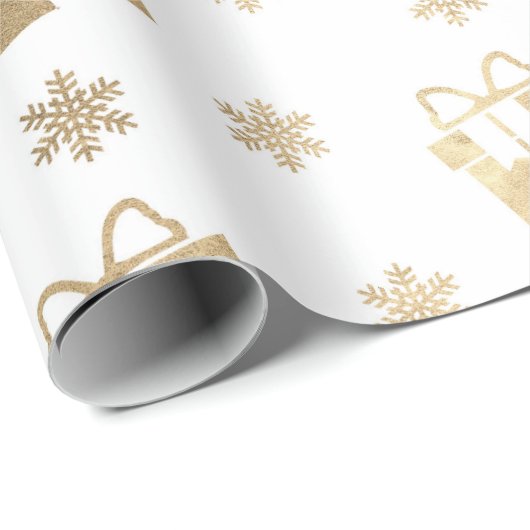 クリスマスホリデーズホワイトゴールデンギフトスターズ ラッピングペーパー (ロールコーナー)