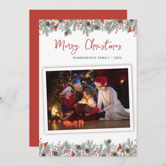クリスマスホリデーズボタニカルファミリーフォト シーズンカード (正面/裏面)