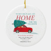 クリスマスホリデーズムービングアナウンスレッドカー セラミックオーナメント (裏面)