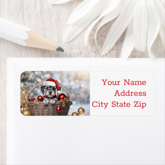 クリスマスホリデーズリターンラベルシュナウザーパピー ラベル (インサイチュ)