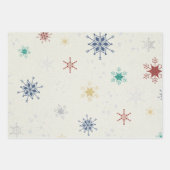 クリスマスホリデーズレッドグリーンスノーフレークグリッター ラッピングペーパーシート (正面)
