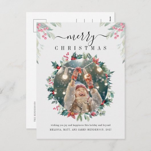 クリスマスホリデーズレッドベリーの写真 シーズンポストカード (正面/裏面)