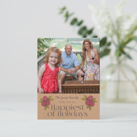 クリスマスホリデーズレッドベリークリスマス写真はがき シーズンポストカード (スタンド正面)