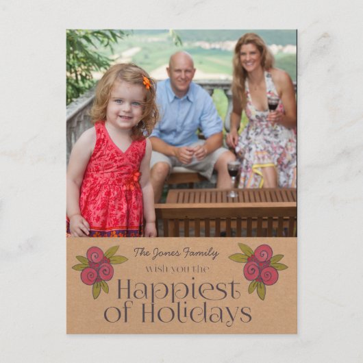 クリスマスホリデーズレッドベリークリスマス写真はがき シーズンポストカード (正面)