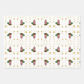 クリスマスホリデーズ金ゴールドスターキャンドルグリッターラップ ラッピングペーパーシート (正面2)