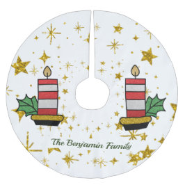 クリスマスホリデーズ金ゴールドスターズキャンドルグリッター ブラッシュドポリエステルツリースカート