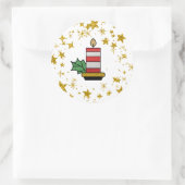 クリスマスホリデーズ金ゴールドスターズキャンドルグリッター ラウンドシール (バッグ)