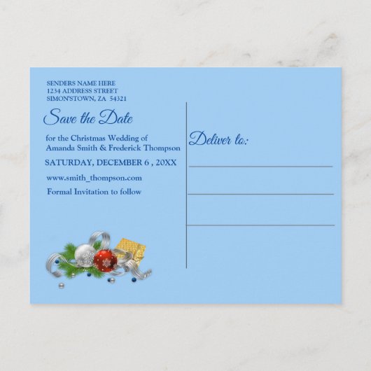 クリスマスホリデーセーブザデート 案内ポストカード (裏面)