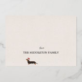 クリスマスホリデーダックスフンド犬の楽しい挨 箔シーズンカード (裏面)