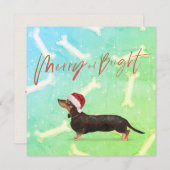 クリスマスホリデーダッシュント犬のパターングリーティング (正面/裏面)