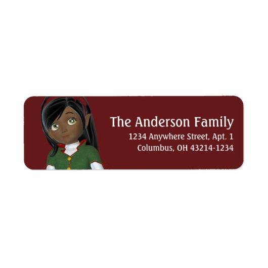 クリスマスホリデーダークスキン小妖精や小人 – クリスマス ラベル (正面)