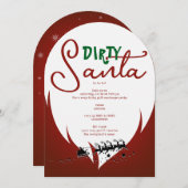 クリスマスホリデーダーティサンタレッドギフト交換 招待状 (正面/裏面)