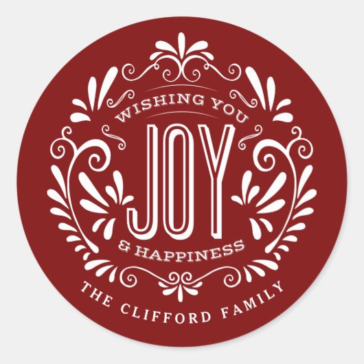 クリスマスホリデーチョークアートオーナメントシール ラウンドシール (正面)