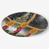 クリスマスホリデーツリーキャンドル飾ズ窓 ペーパープレート (アングル)