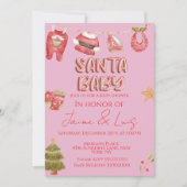 クリスマスホリデーツリーサンタベイビーシャワー 招待状 (正面)