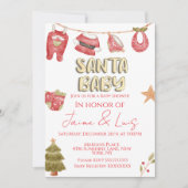 クリスマスホリデーツリーサンタ少年ベイビーシャワー 招待状 (正面)
