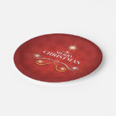 クリスマスホリデーツリー赤い金ゴールド星の願いモダン ペーパープレート (アングル)