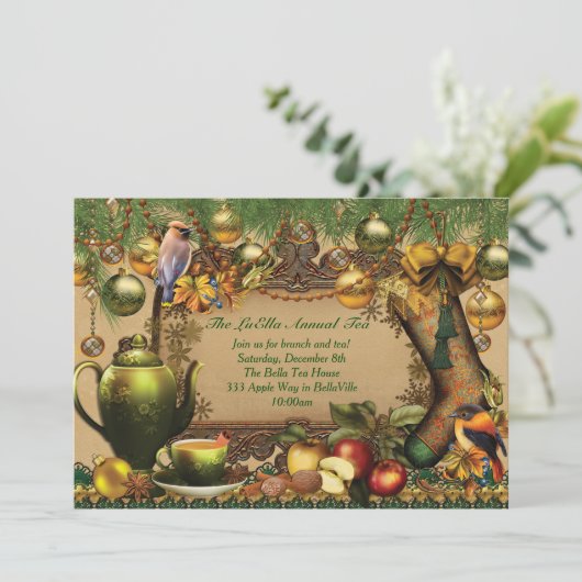 クリスマスホリデーティーパーティの招待状 招待状 (スタンド正面)