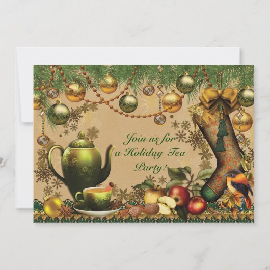 クリスマスホリデーティーパーティの招待状 招待状 (裏面)