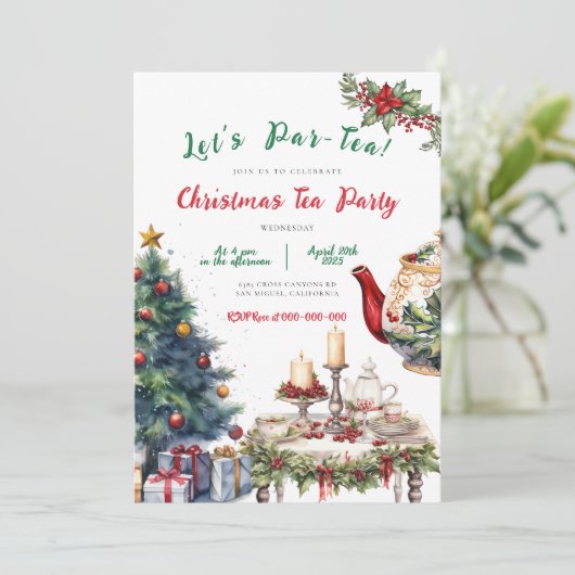クリスマスホリデーティーパーティー誕生日招待状 招待状 (スタンド正面)