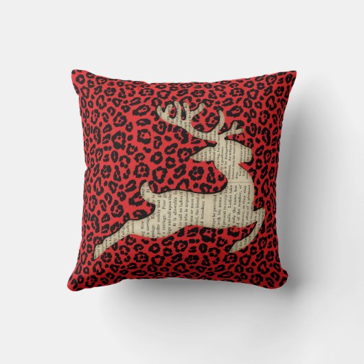 クリスマスホリデーディアレッドブラックレオパード印刷 クッション (裏面)