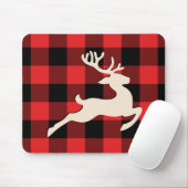 クリスマスホリデーディアー〔雄ジカの〕枝角レッドブラックギンガム マウスパッド (マウス)