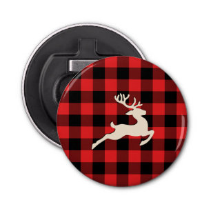 クリスマスホリデーディアー〔雄ジカの〕枝角レッドブラックギンガム 栓抜き