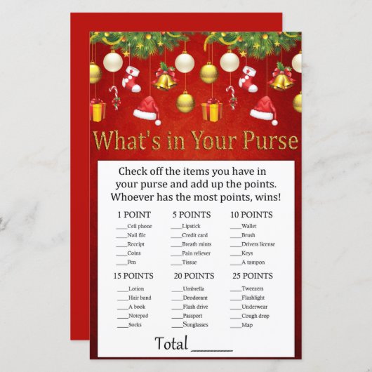 クリスマスホリデーデコールあなたの財布のゲームの中に何がある (正面/裏面)