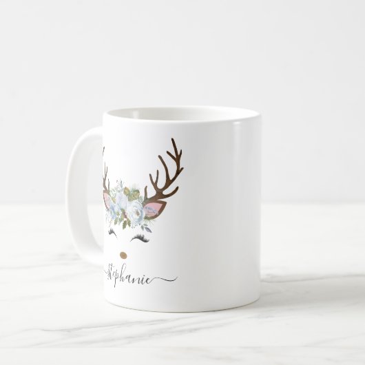 クリスマスホリデートインデアパーソナライズされたフローラ コーヒーマグカップ (正面左)