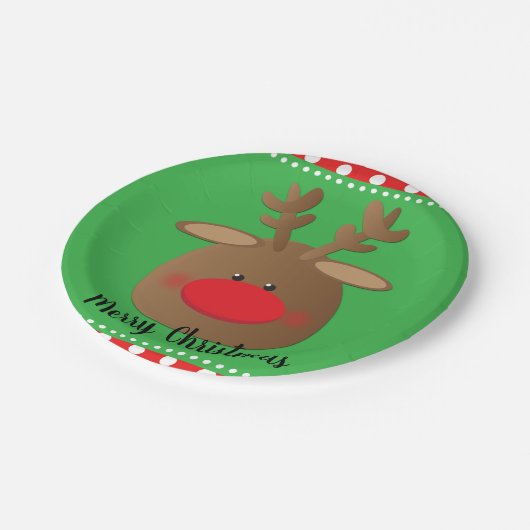 クリスマスホリデートインデア水玉模様パーティー ペーパープレート (アングル)