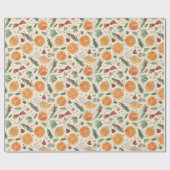 クリスマスホリデートリミングオレンジスライスヴィンテージ ラッピングペーパー (フラット)