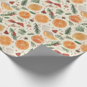 クリスマスホリデートリミングオレンジスライスヴィンテージ ラッピングペーパー (角)