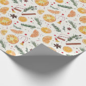 クリスマスホリデートリミングオレンジスライスヴィンテージ ラッピングペーパー (角)