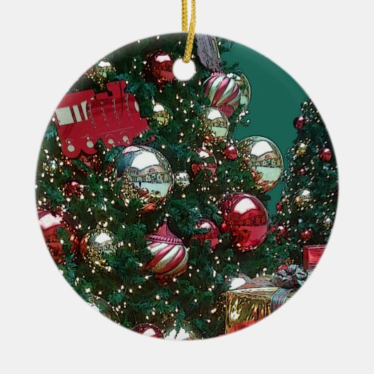クリスマスホリデートリムザツリートイトレインオーナメント セラミックオーナメント (正面)
