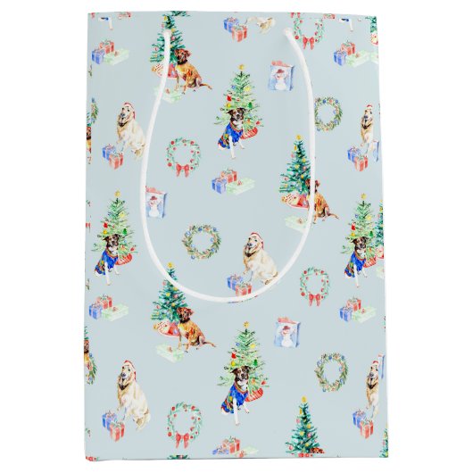 クリスマスホリデードッグス ミディアムペーパーバッグ (正面)