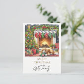 クリスマスホリデードッグパーソナライズされた ポストカード (スタンド正面)