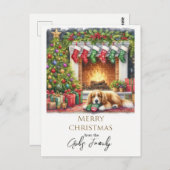 クリスマスホリデードッグパーソナライズされた ポストカード (正面/裏面)