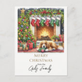 クリスマスホリデードッグパーソナライズされた ポストカード (正面)