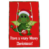 クリスマスホリデードラゴンキッズ抱き枕 ミディアムペーパーバッグ (正面)