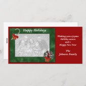 クリスマスホリデードーバーマンリースフォトカード シーズンカード (正面/裏面)