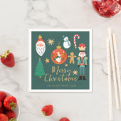 クリスマスホリデーナツクラッカーサンタクッキー スタンダードカクテルナプキン (インサイチュ)