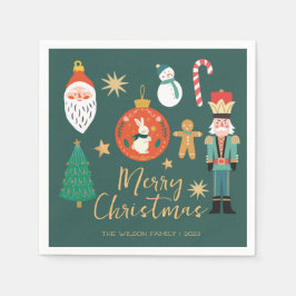 クリスマスホリデーナツクラッカーサンタクッキー スタンダードカクテルナプキン