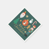 クリスマスホリデーナツクラッカーサンタクッキー スタンダードカクテルナプキン (角)