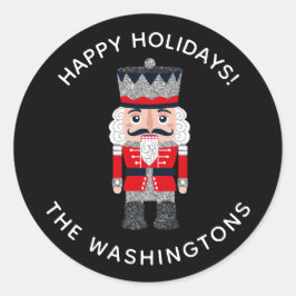 クリスマスホリデーナツクラッカーステッカー ラウンドシール