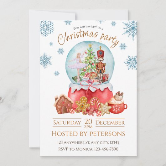 クリスマスホリデーナツクラッカーディナー招待状 招待状 (正面)