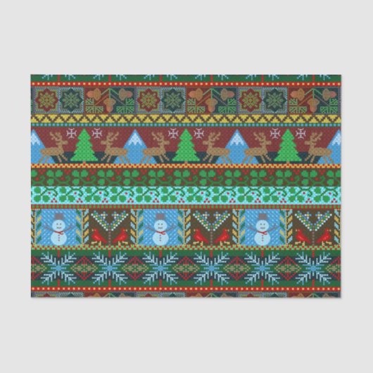 クリスマスホリデーニットのセーターパターントナカイ 薄葉紙 (正面)